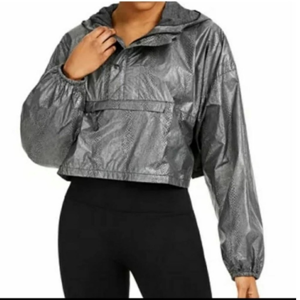 Free People Diamond Back mettalic Hooded Cropped Jacket